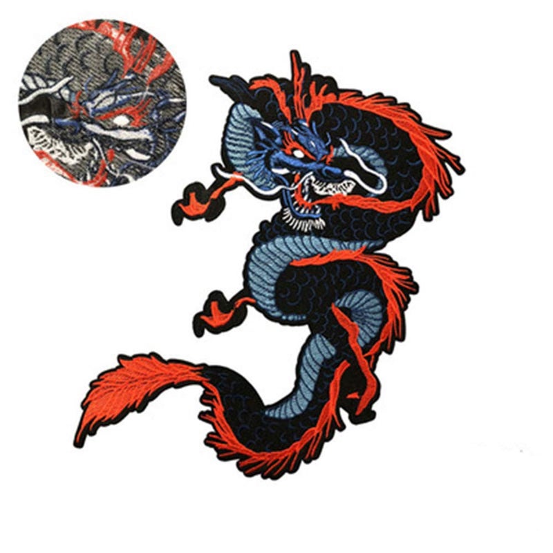 TEBWPIY Large Dragon Embroidered Applique Iron On Sew On Patch 13.4''Suitable for DIY Jeans, Jackets, Clothing, Bagsï¼ˆBlack Redï¼‰ - Image 3